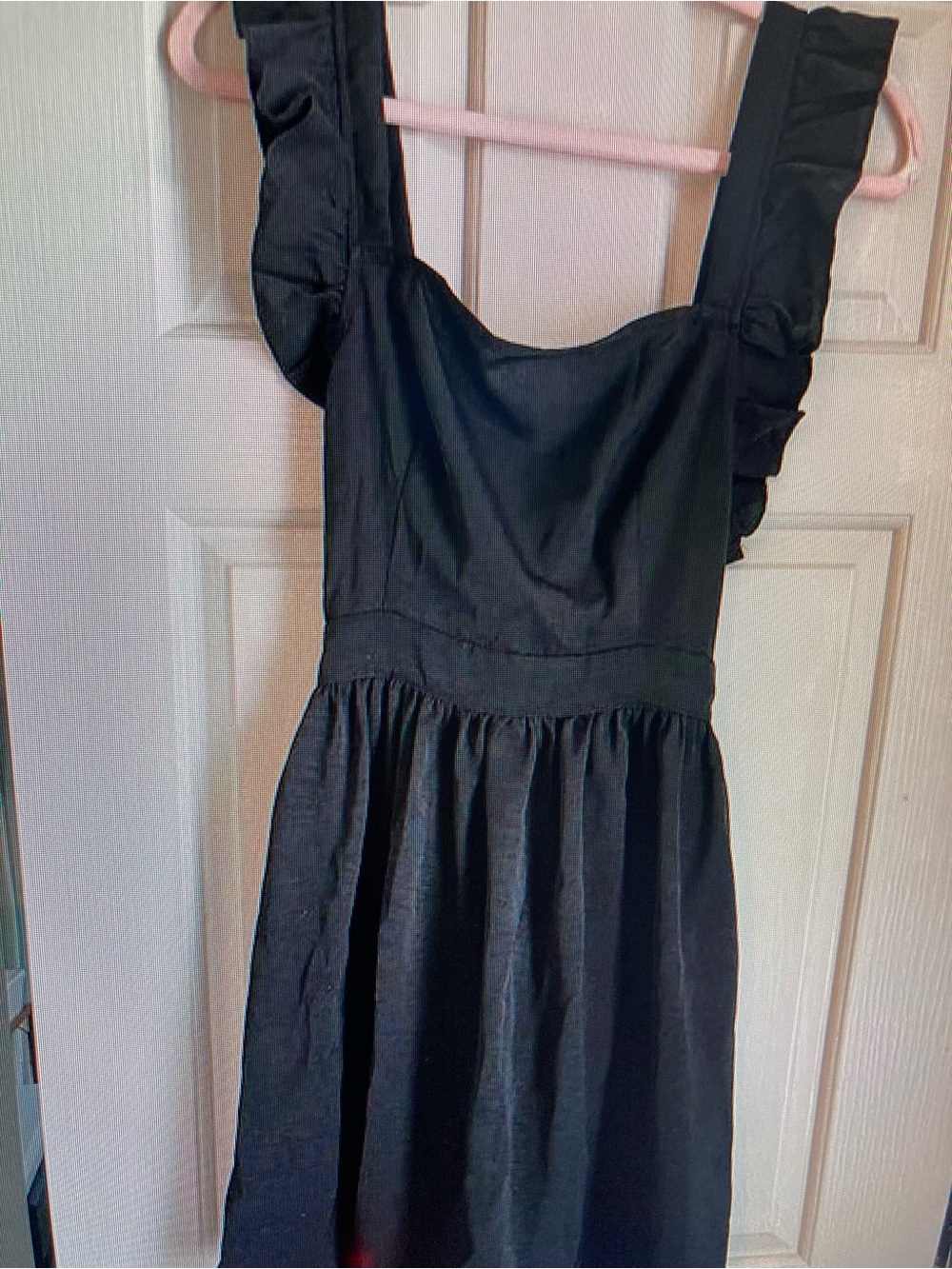 Ruffled Strap Black Chemise